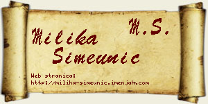 Milika Simeunić vizit kartica